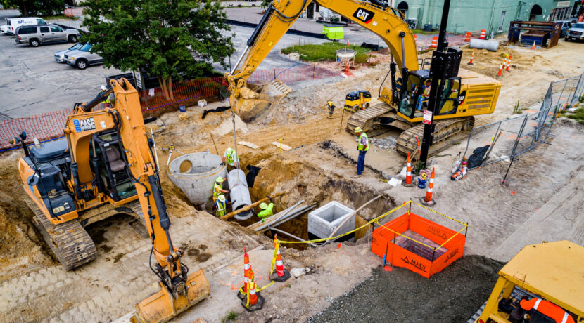 The Town Creek Culvert project continues to move forward as the area of Reade Circle and Evans Street nears completion and work continues on 8th Street near Dickinson Avenue. July 8, 2020. Original public domain image from Flickr